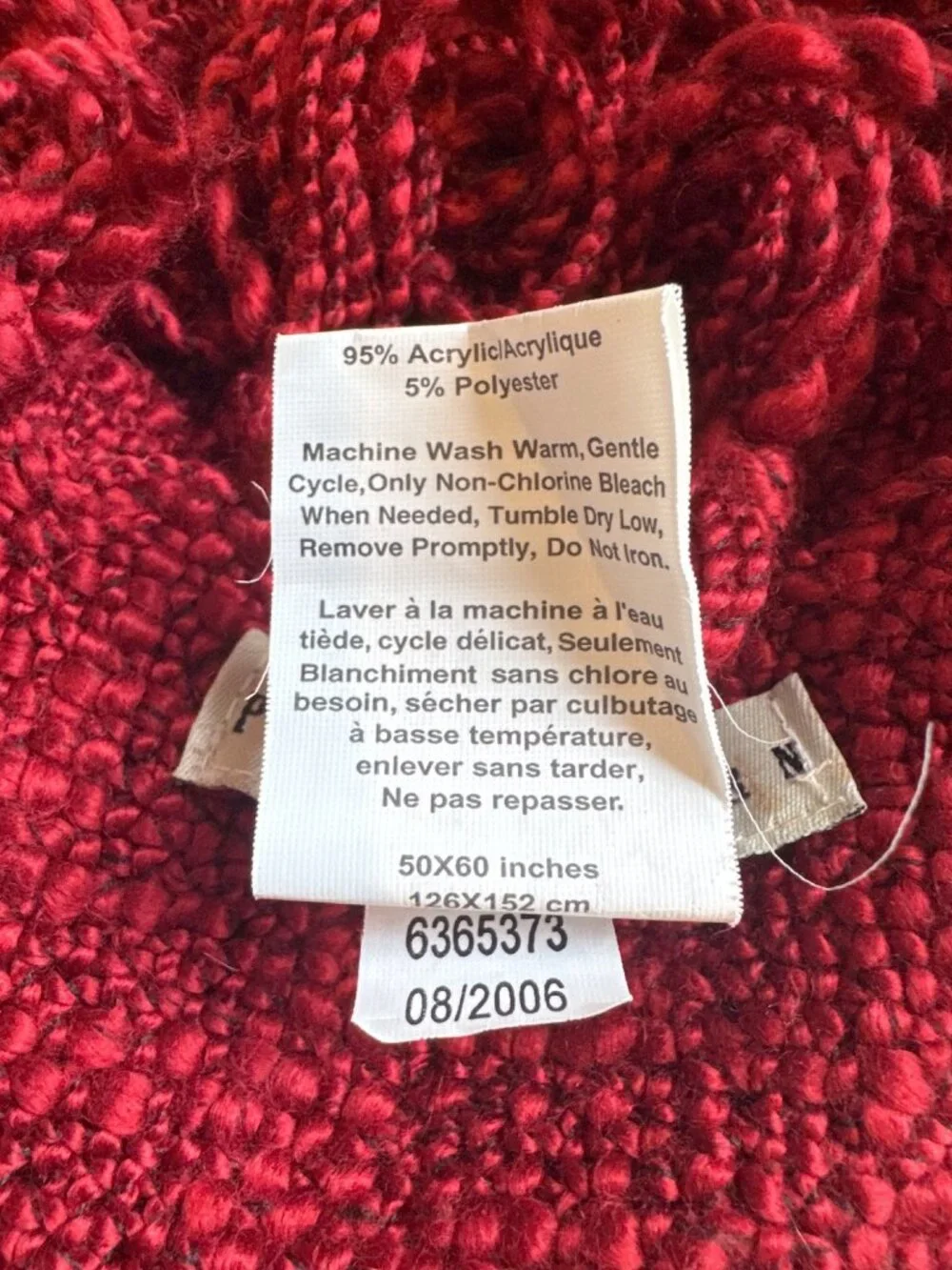 Pottery Barn Chunky Knit Throw Blanket Fringe Red Fall Christmas Holiday Cozy